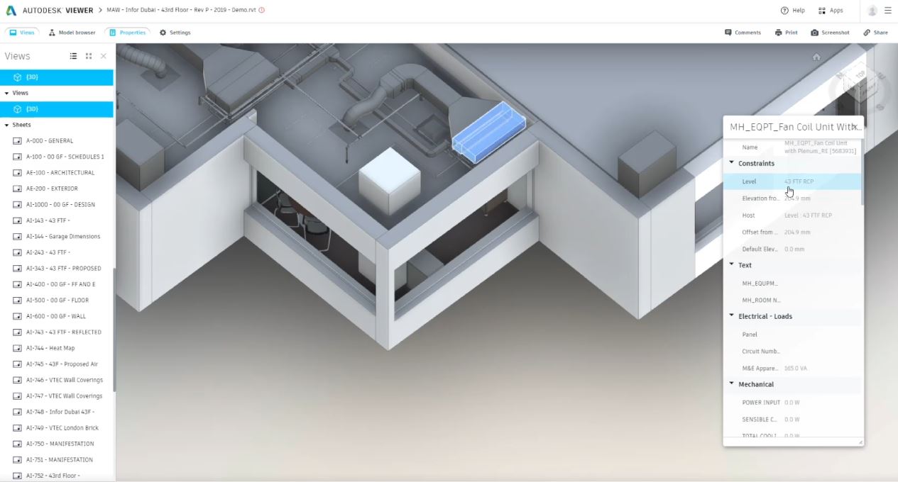 Example of an office digital twin by Mobius At Work