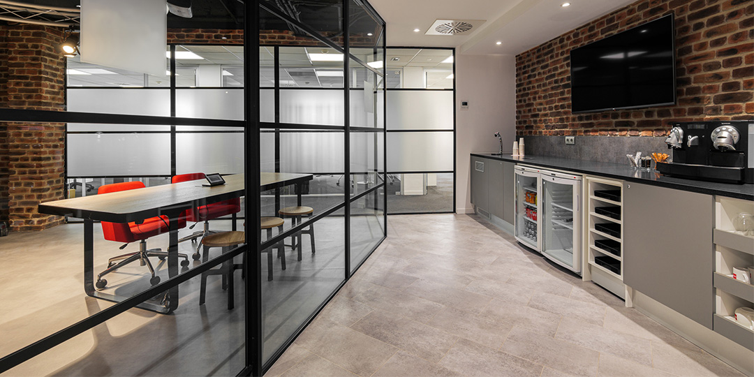 Contemporary kitchen area in office