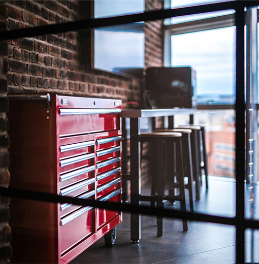 Industrial looking cafe in Infor, Paris