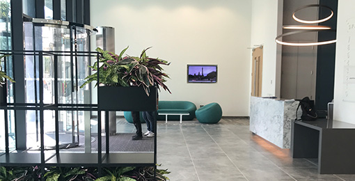 Contemporary space partitions in reception area