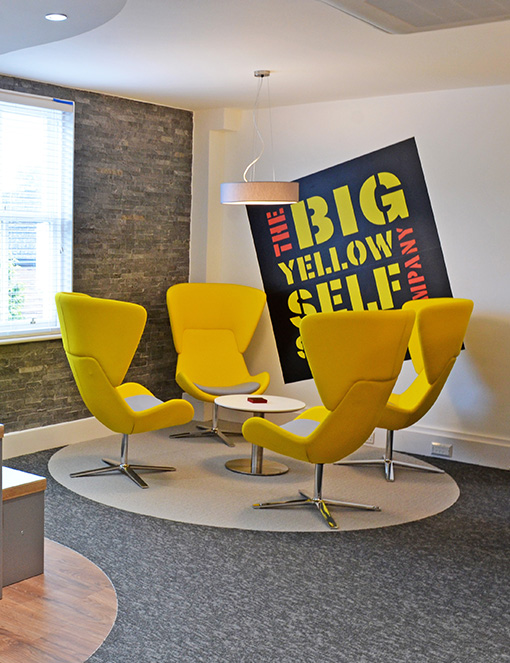 Reception area in Big Yellow, Bagshot