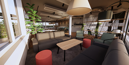 Soft seating area, designed by Mobius At Work Ltd