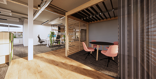 Client casual meeting space, designed by Mobius At Work Ltd