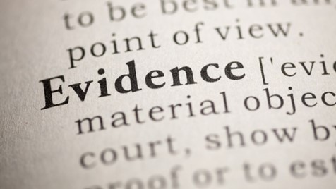 A dictionary image of the word evidence