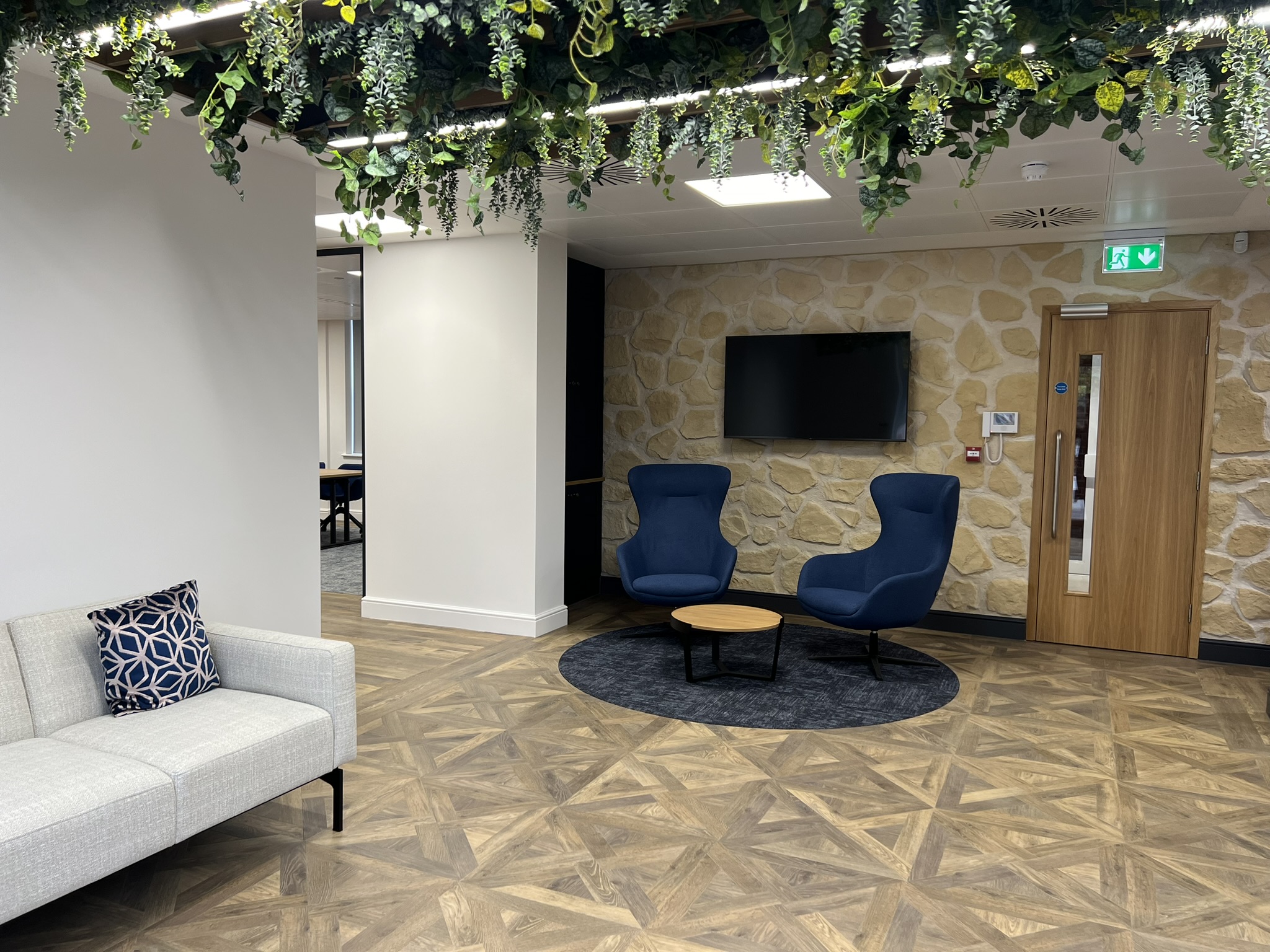 French weave flooring to main entrance of Bidwells Oxford. Designed by Mobius At Work