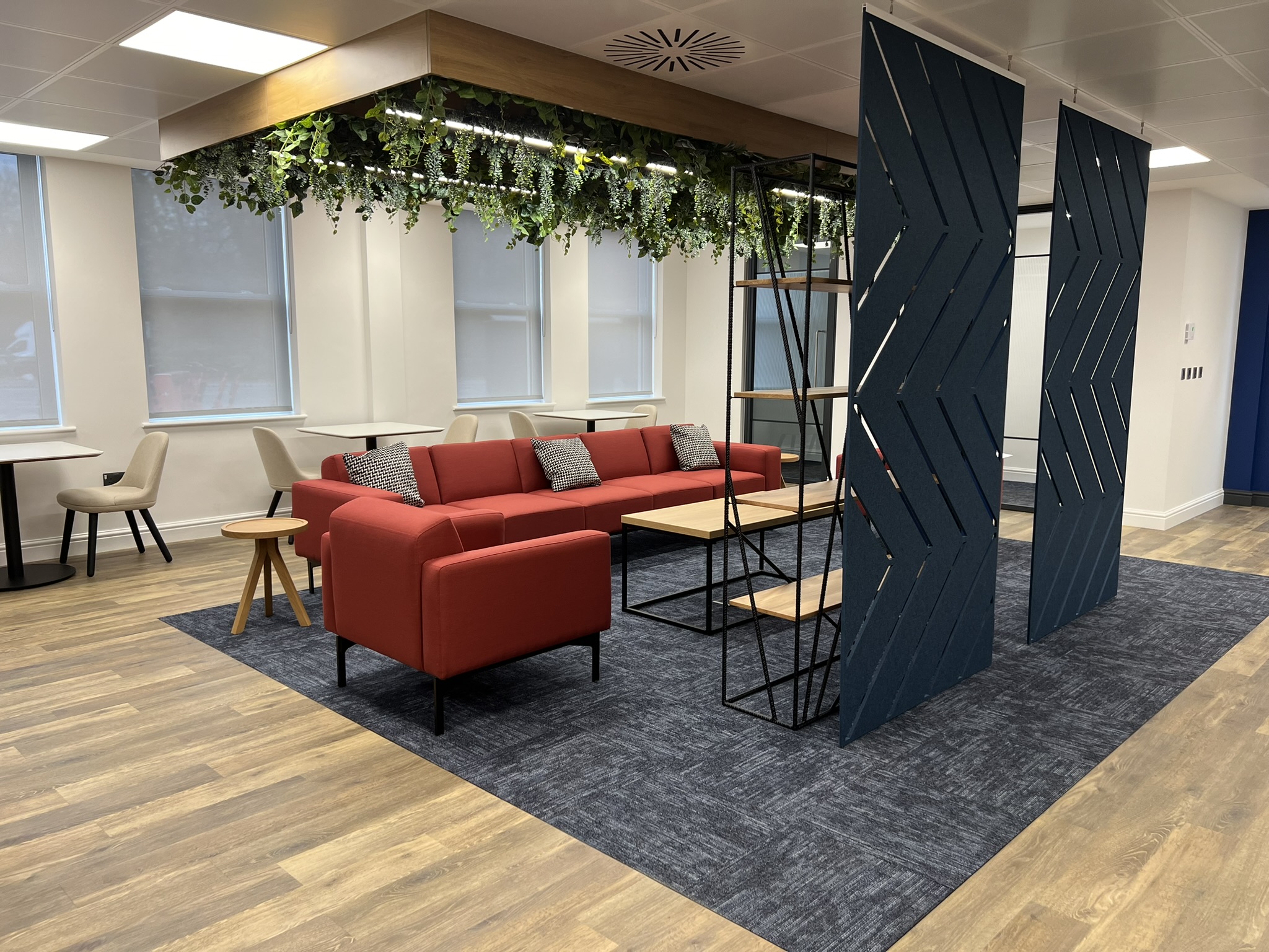 Touch down breakout area for clients and colleagues to use. Designed by Mobius